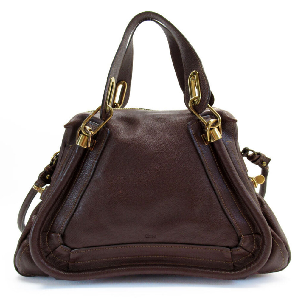 Chloe Paraty handbag shoulder bag brown gold leather